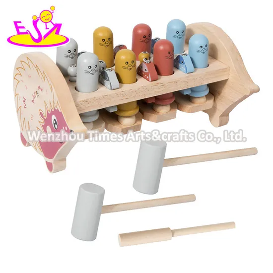 High Quality Educational Hedgehog 3 in 1wooden Pounding Bench for Kids W11g098 