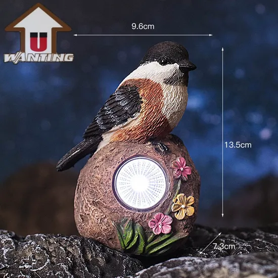 Bird Standing on Stone Solar Garden Light Decorations Toys Gifts Sparrow Statues 