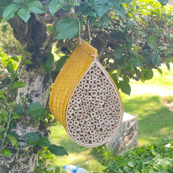 Outdoor Colored Woven Bamboo Insect Hotel Hanging Bee House 