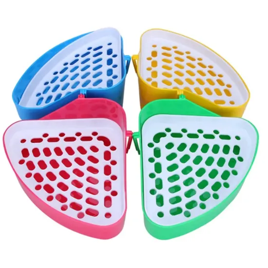 Triangle Fixable Pet Rabbit Hamsters Small Animal Toilet Potty Bowl Corner Clean Litter Trays Supplies 