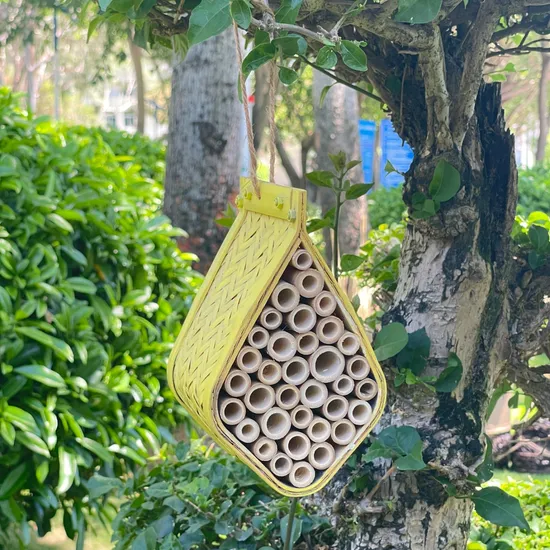 Outdoor Decor Insect Bee Habitat Hotel Bamboo Mason Bee House 