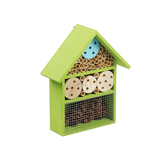 Metal Zinc Roof Wooden Insect Hotel Bee House Cage Waterproof Top for Solitary Bee 