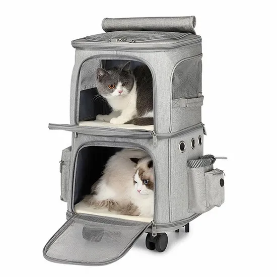 C&C Pet Rolling Carrier Backpack Dog Wheel Around Cat Luggage Bag Pet Travel Carrier Pet Supplies 