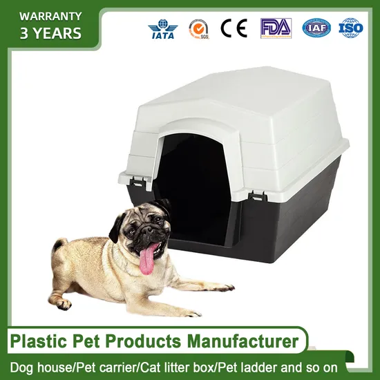Luxury Plastic Kennel Windproof and Waterproof Pet House for Cats Dogs Indoor/Outdoor Use with Wood Fashion Touch 