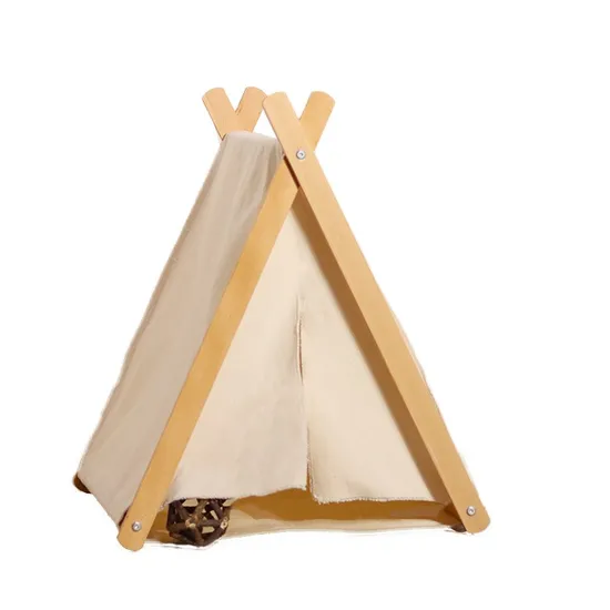 All Weather Wood Cat Tent Foldable Pet House 