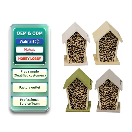 Bee House Insect Hotel Wooden Shelter 2 Pieces Wood Room Nests Box 