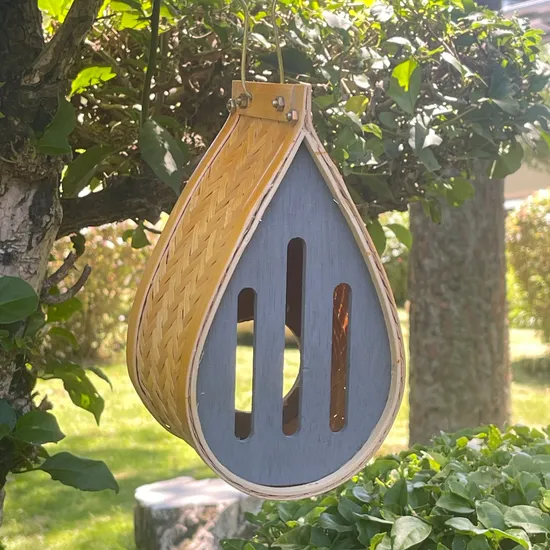 Custom Outdoor Hanging Bamboo Bee Ladybugs Habitat Bee Box Insect Hotel Butterfly House 